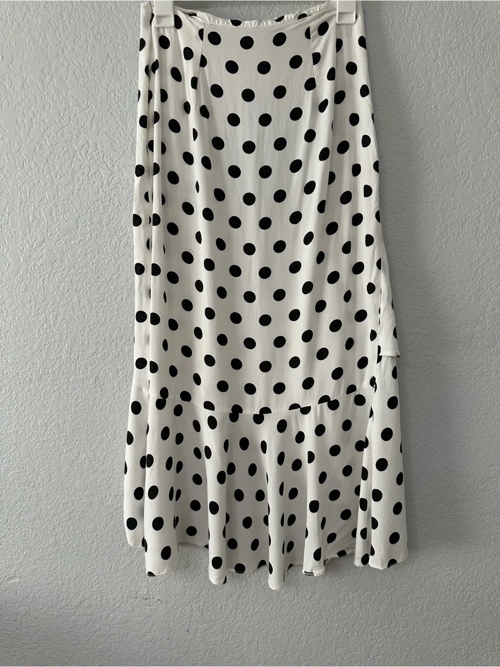 ASOS Polka Dot Ruffle High Low Midi Skirt Sz 6 Tiered Asymmetrical Resortwear